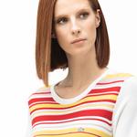 Lacoste Women's Round Neck Striped Tricot Sweater
