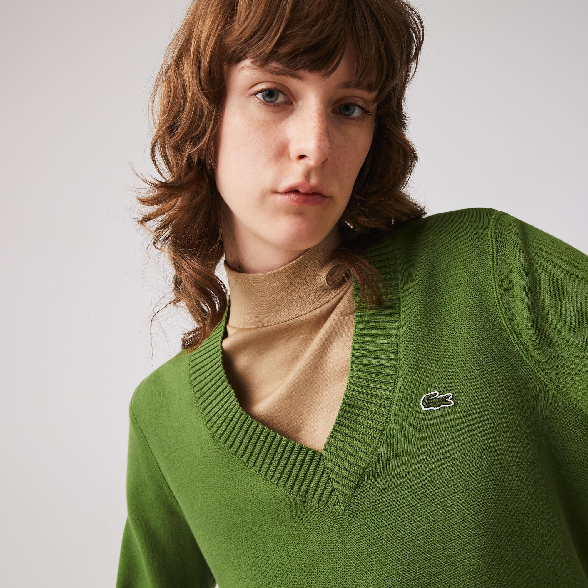 Lacoste Women's V-neck Organic Cotton Sweater