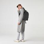 Lacoste Men's Soft Mate Matte Full-Grain Leather Flat Backpack