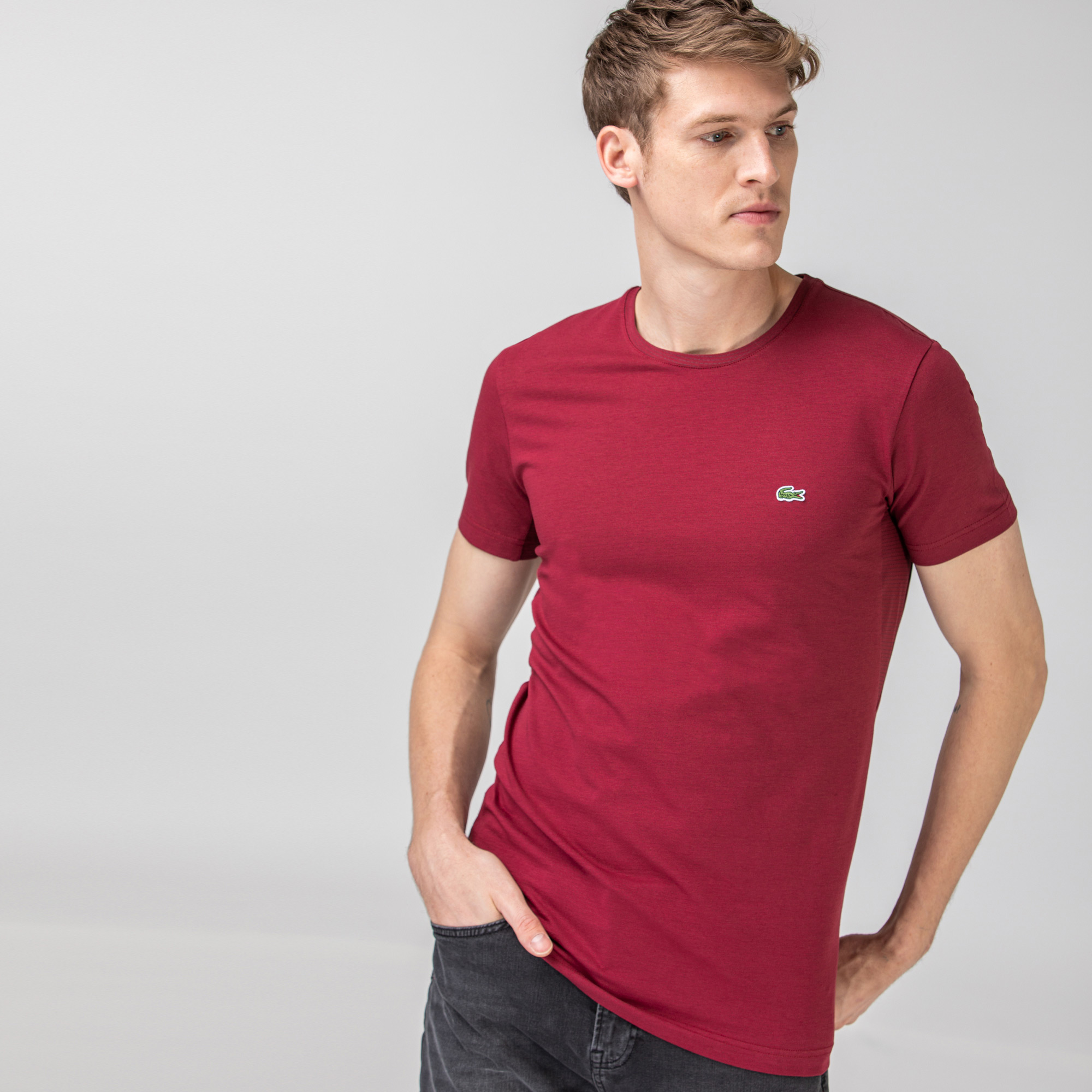 Lacoste mužský tričko we wzory s kulatým výstřihem