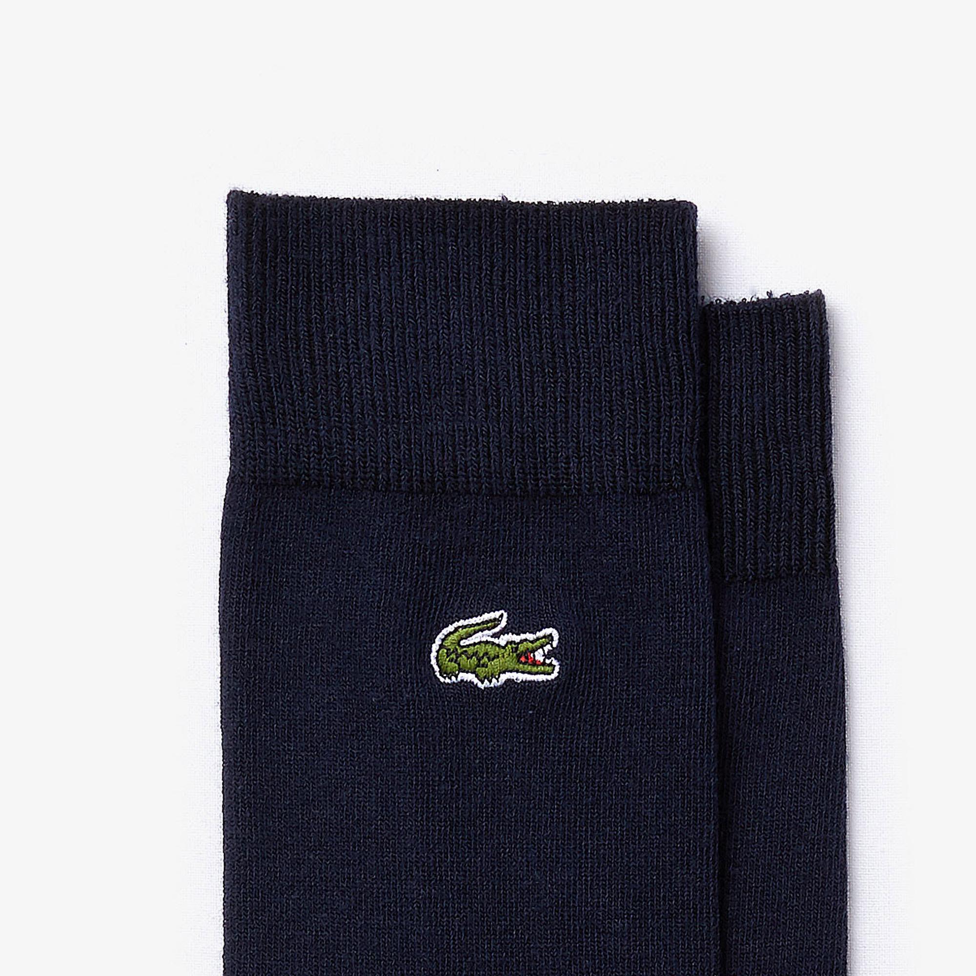 Lacoste Men's Embroidered Crocodile Cotton Blend Socks