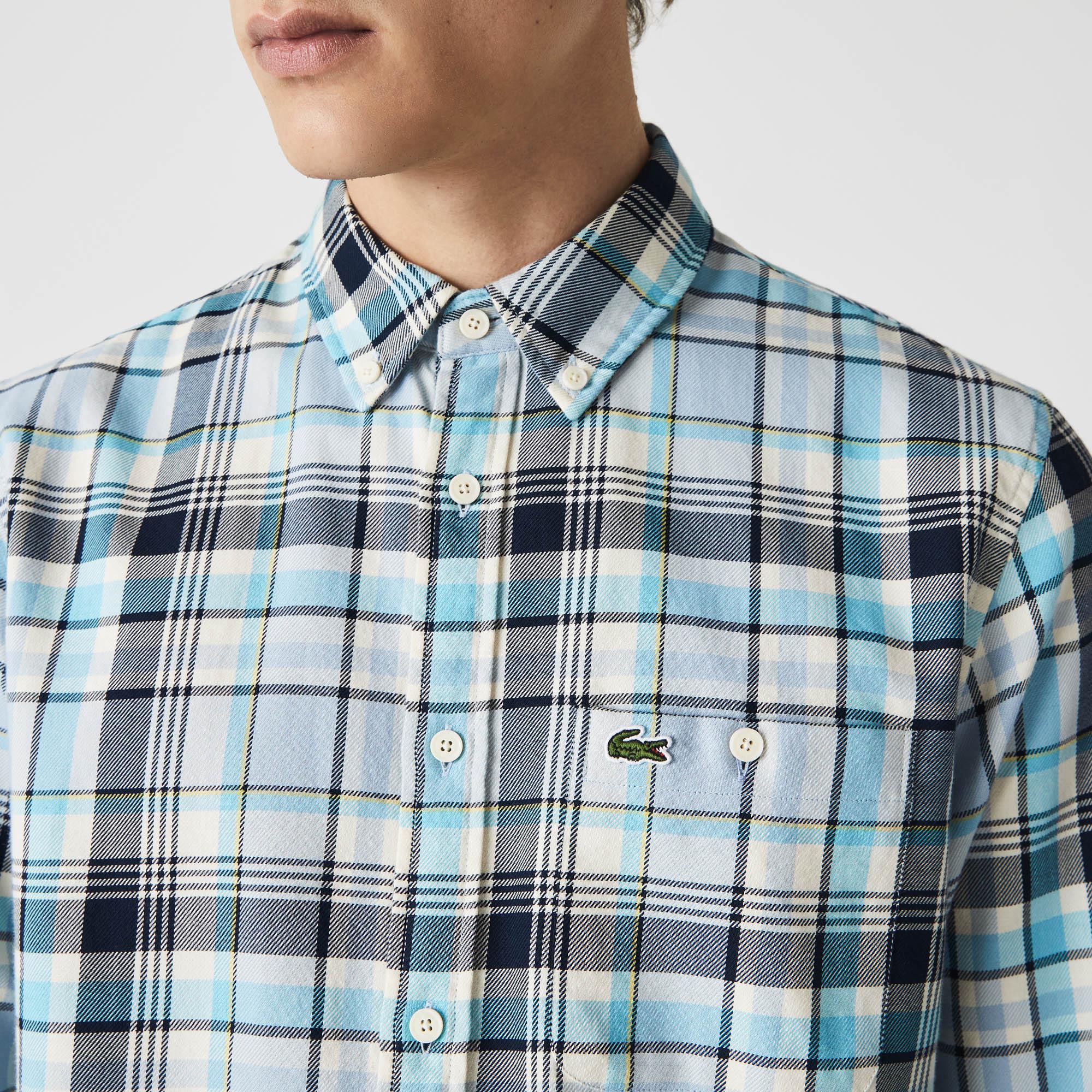 Lacoste Men's Regular Fit Checkered Madras Cotton Shirt