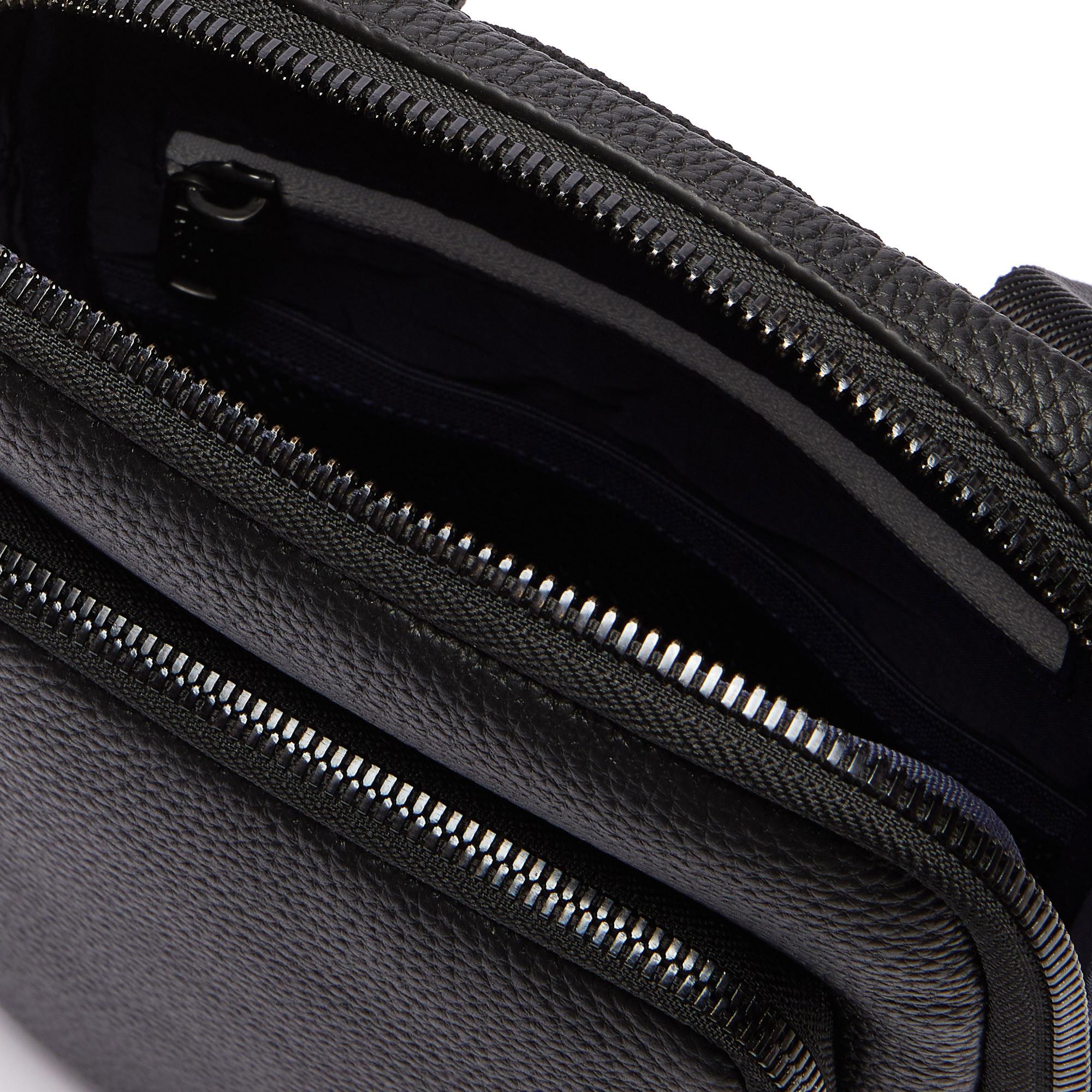 Lacoste Men's Soft matte Matte Full-Grain Leather Small Flat Crossbody Bag