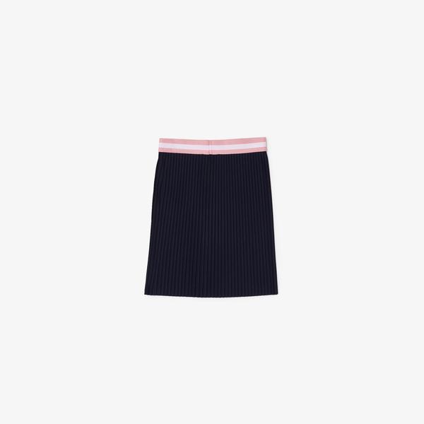 Lacoste Girls’ Heritage Graphic Crocodile Design Pleated Jersey Skirt