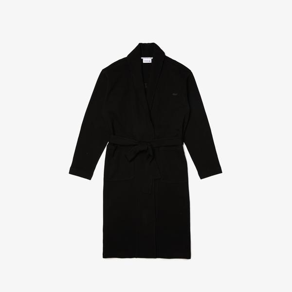 Lacoste Men’s Loose Fit Long Textured Cotton Knit Robe