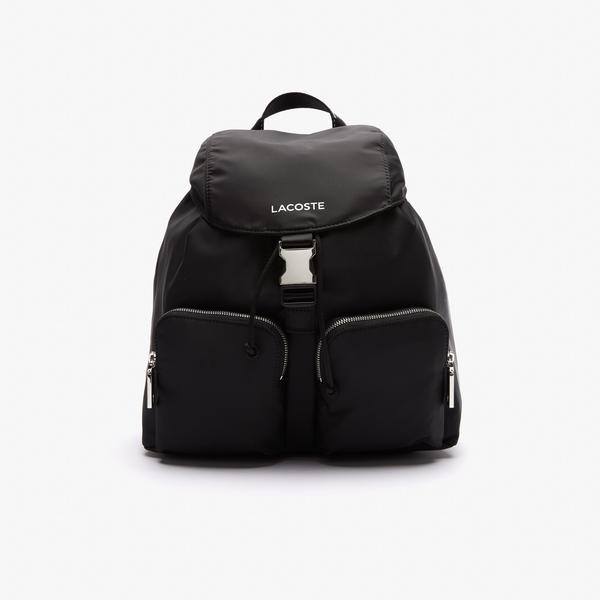 Lacoste Unisex  Branded Nylon Flap Backpack