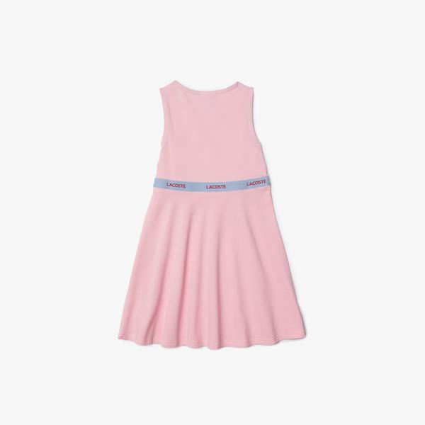 Lacoste Girls' Branded Waist Organic Cotton Tank Top Dress