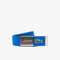 Lacoste Men's Made in France  Engraved Buckle Woven Fabric BeltK22