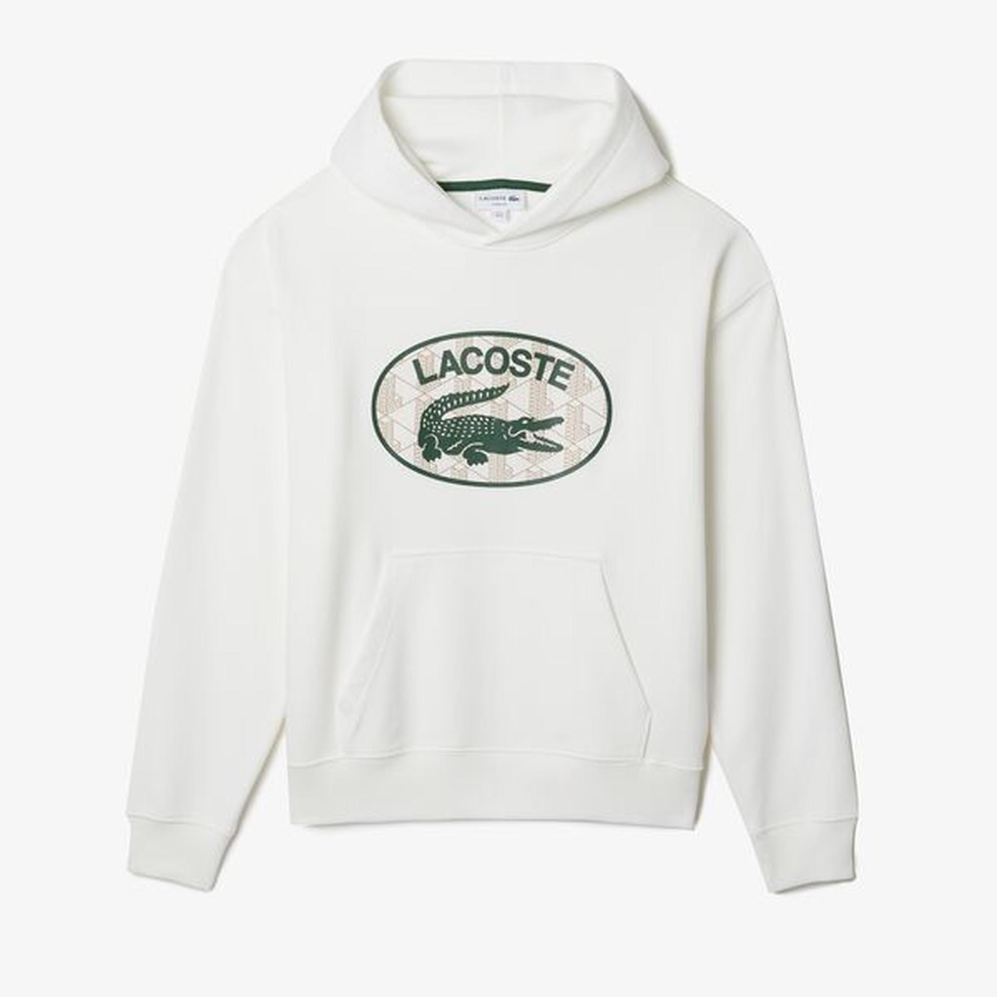 Lacoste Men's Loose Fit Branded Monogram Hooded Sweatshirt