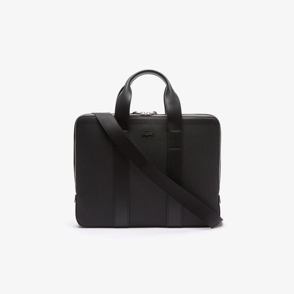 Lacoste Men's Chantaco Piqué Leather Extra Slim Computer Bag