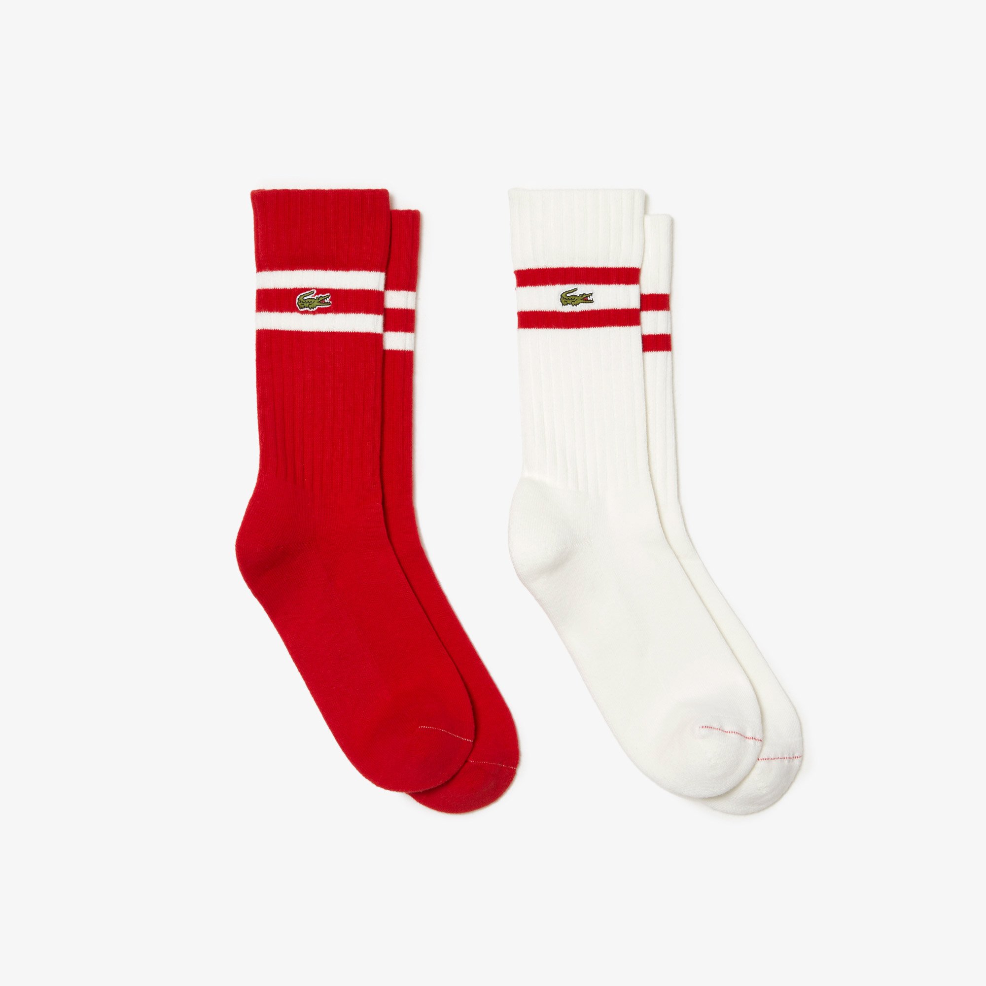 Lacoste unisex žebrované úpletové ponožky s kontrastními pruhy