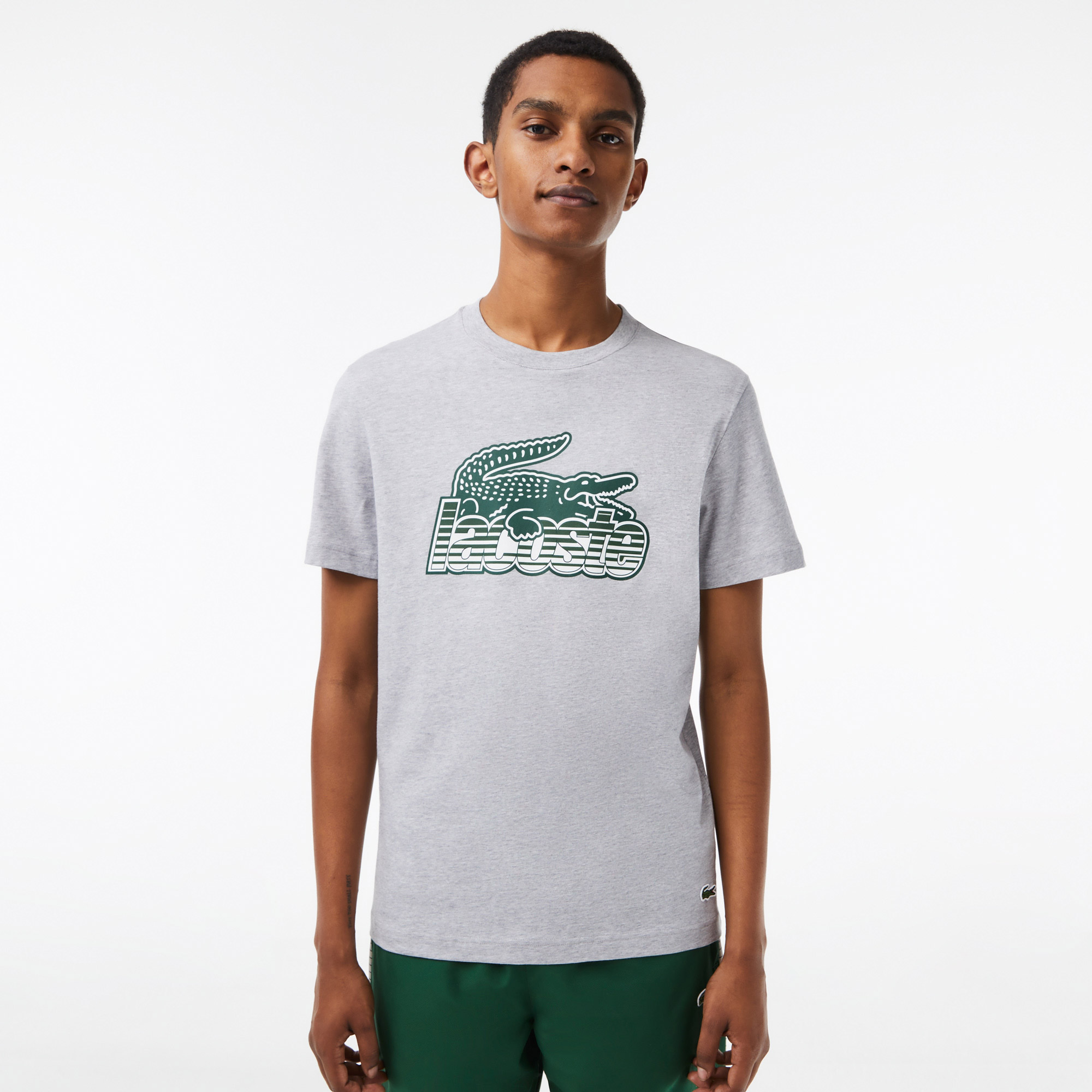 Levně Pánské tričko Lacoste z bavlněného žerzeje s potiskem